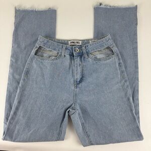 Skinny Fries Straight Fit Block Cutout Pockets Light Wash Jeans